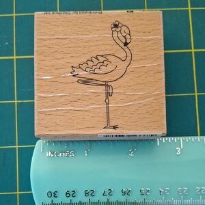 Flamingo Wood Stamp - Natural Wood Finish